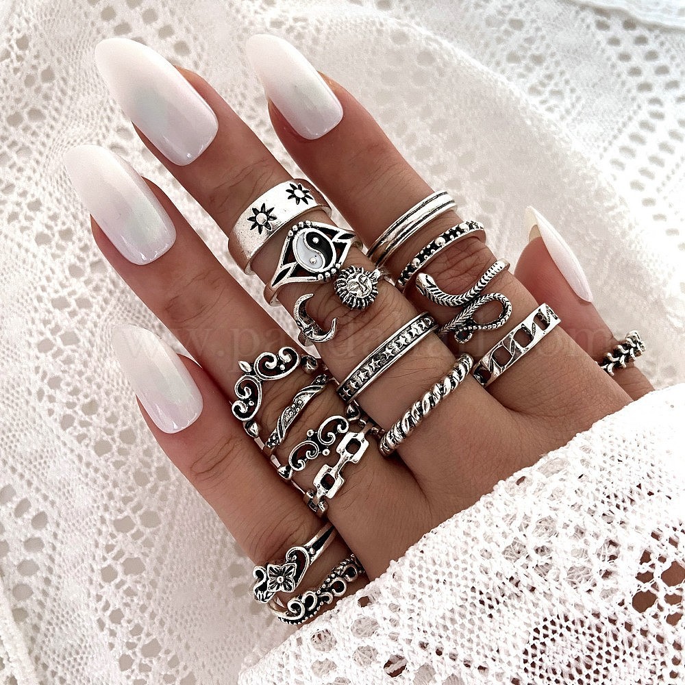 Wholesale Mixed Style Retro Alloy Rings Set - Pandahall.com
