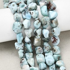 Natural Larimar Beads Strands, Nuggets, 8~11x6.5~10x5.5~8.5mm, Hole: 1mm, about 22~23pcs/strand, 7.87''(20cm)