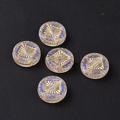 透明なアクリルビーズ  ゴールドライン入り  フラットラウンド  透明  15.2x4.5mm  穴：1.8mm  約606個/500g&nbsp;OACR-E015-21