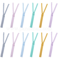 12個 6色 衣服アクセサリー  ナイロン閉口ジッパー  ファスナー部品  合金パーツ  ミックスカラー  285x26x2mm  2個/カラー&nbsp;FIND-GF0008-62