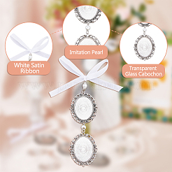 2Pcs 2 Styles Oval Alloy Pendant Decorations&nbsp;HJEW-AB00441