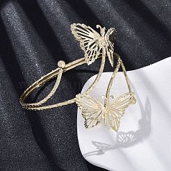 女の子女性用蝶合金アームカフバングル  ゴールドカラー  内径：3インチ（7.5cm）&nbsp;LS-AJEW-A063-01I-G