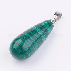 天然石ペンダント  真鍮の留め金付き  混合石  ティアドロップ  ミックスカラー  30x11mm  穴：6x2mm  12個/箱&nbsp;X-G-S045-4-B