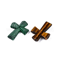 天然石&合成ミックスストーンペンダント  クロスチャーム  染めと染めの混合  46~47x35~36x7~8.5mm  穴：1.2~1.4mm&nbsp;G-N344-31