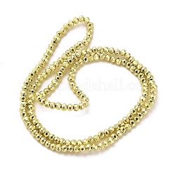 電気メッキガラスビーズセット  多面カット  ロンデル  ライトゴールド  3x2.5mm  穴：0.8mm  約156~164個/連  14.96~15.6''（38~39センチメートル）&nbsp;X-EGLA-D030-15A-03