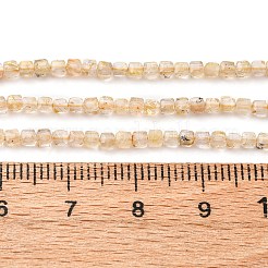 天然石ゴールドルチルクォーツビーズ連売り  キューブ  多面カット  2~2.5x2~2.5x2~2.5mm  穴：0.6mm  約167個/連  15.28~15.35''（38.8~39センチメートル）&nbsp;G-B142-C03-2x2mm