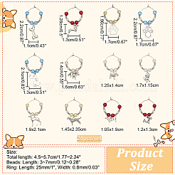 24 個 12 スタイルのチベットスタイル合金ペンダントワイングラスチャーム真鍮フープピアスパーツ  ガラスパール＆アクリル＆真鍮ビーズ入り  骨/犬の足跡/犬  ミックスカラー  45~57mm  2個/スタイル&nbsp;AJEW-AB00059