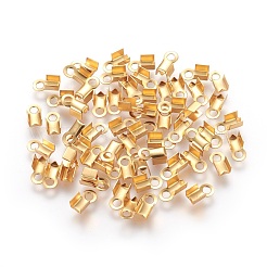 304ステンレス鋼折りたたみ式カシメエンドパーツ子  圧着コードの端を折ります  18KGP本金メッキ  8x4mm  穴：2mm  内径：3mm&nbsp;STAS-P227-02G