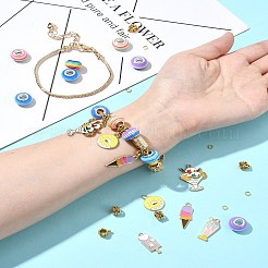 DIY Ice Cream Alloy Enamel & Rondelle Resin European Style Bracelet Making Kits&nbsp;DIY-FS0007-25