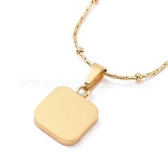 シンセティック シェル レクタングル ペンダント ネックレス  イオンプレーティング（IP）304ステンレススチール製女性用ジュエリー  ゴールドカラー  16.46インチ（41.8cm）&nbsp;NJEW-A004-10G