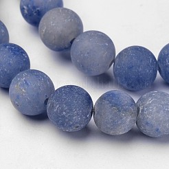 染色・加熱された天然ブルーアベンチュリンビーズ連売り  艶消し  ラウンド  藤紫色  8mm  穴：1mm  約46個/連  14.9インチ&nbsp;G-D809-09-8mm
