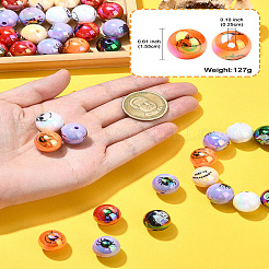 ハロウィーンテーマメッキアクリルビーズ50個  ラウンド  ミックスカラー  15.5x15mm  穴：2.5mm&nbsp;OACR-CJ0002-21
