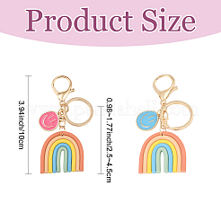 Smiling FaceAlloy Enamel & Rainbow Handmade Polymer Clay Keychain&nbsp;KEYC-YW00230-01