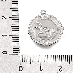 304ステンレスペンダント  フラワーラウンドフラワーチャーム  ステンレス鋼色  20.5x18.5x2.5mm  穴：1.3mm&nbsp;SA-CBAF4B0-02P-03