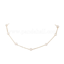 Natural Pearls Beaded Chain Necklace&nbsp;NJEW-JN04345
