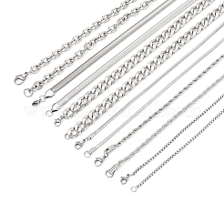 6Pcs 6 Styles Stainless Steel Cable & Snake & Rope & Box Chain Necklaces Set for Men Women&nbsp;NJEW-TA0001-14