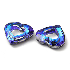 電気メッキガラスペンダント  バックメッキ  多面カットハートチャーム  藤紫色  24.5x26x6mm  穴：11x13mm&nbsp;EGLA-O008-01D