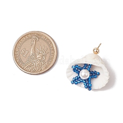 Cylinder Seed Beaded Starfish & Shell Pendants&nbsp;PALLOY-MZ00547-02