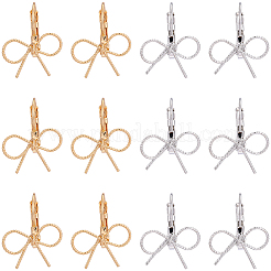 10ピアス 2色 蝶結び 真鍮 ラバーバック イヤリング レディース  ミックスカラー  24x19mm  5ペア/カラー&nbsp;EJEW-SC0001-92
