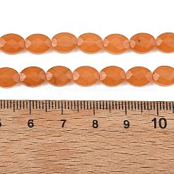 天然染め白翡翠ビーズ連売り  多面カット  フラットオーバル  オレンジ  8x6x3.5mm  穴：0.5mm  約46個/連  14.96''（38センチメートル）&nbsp;G-H349-A01-24B