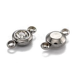 Flat Round 304 Stainless Steel Cubic Zirconia Links&nbsp;STAS-P029-M