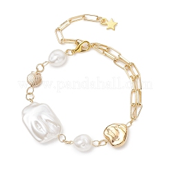 ABS Plastic Imitation Pearl Link Chain Bracelets&nbsp;BJEW-JB13094
