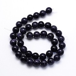 Synthetic Blue Goldstone Round Beads Strands&nbsp;G-O047-11-4mm