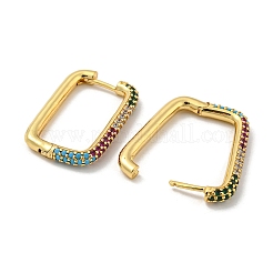 Brass Micro Pave Cubic Zirconia Huggie Hoop Earrings&nbsp;EJEW-L240-C-G