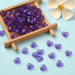 透明なアクリルビーズキャップ  3  - 花びらの花  暗い蘭  10x3mm  穴：1.4mm&nbsp;TACR-YW0001-84B