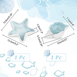 2Pcs 2 Style Ocean-themed Ceramic Jewelry Plate&nbsp;AJEW-NB0005-67
