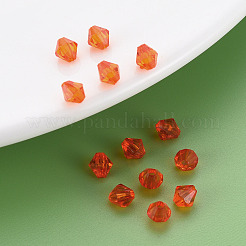 透明なアクリルビーズ  多面カット  双円錐形  レッドオレンジ  5x4.5mm  穴：1.2mm  約7539個/310g&nbsp;LS-MACR-S373-84-B07
