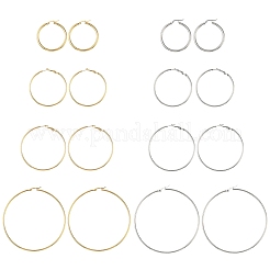4 Pairs 4 Styles Stainless Steel Hoop Earrings&nbsp;EJEW-YW0001-14G