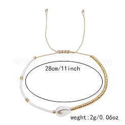Plastic Pearl & Glass Seed Beads Braided Bead Bracelets for Women&nbsp;WH4372-4