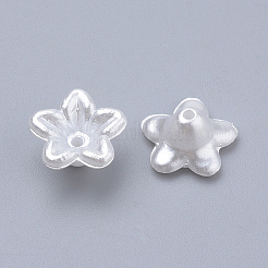 ABSプラスチックパール調ビーズ  花  ホワイト  10x10.5x5mm  穴：1mm  約1000個/袋&nbsp;OACR-S010-A-Z9