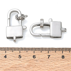 真鍮製南京錠、ロブスタークラスプ  プラチナ  26x15x4mm  穴：1.5mm&nbsp;KK-CBA50B0-03P