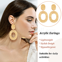 4 Pairs 4 Colors Hollow Oval Acrylic Dangle Stud Earrings for Women&nbsp;EJEW-AN0004-36
