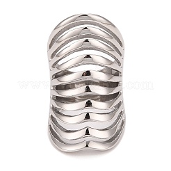 変色しない304ステンレススチール製チャンキー中空リング、女性用  ステンレス鋼色  usサイズ7 1/4(17.5mm)&nbsp;RJEW-B040-12B-P