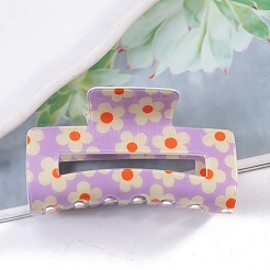12Pcs 6 Colors Flower Pattern PVC Plastic Claw Hair Clips&nbsp;OHAR-CC0001-01