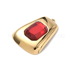 304ステンレススチールラインストーンペンダント  台形チャーム  PVD真空メッキ  18KGP本金メッキ  ライトシャム  31x22x6mm  穴：1.2mm&nbsp;STAS-P453-01G-04