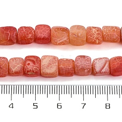天然石風化瑪瑙ビーズ連売り  染め＆加熱  キューブ  トマト  7~8x7~8x7~8mm  穴：1mm  約50個/連  13.78''（35センチメートル）&nbsp;G-NH0038-01B