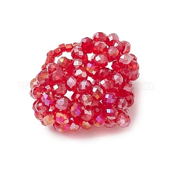 電気メッキガラスチャーム  ハート  多面カット  レッド  28~29x28~29x14mm  穴：4mm&nbsp;PALLOY-MZ00829-03