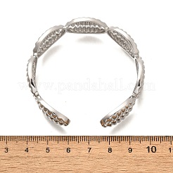 女性のための真鍮製のカフバングル  コーヒービーズ  プラチナ  内径：2~2-1/8インチ（5.15~5.3cm）&nbsp;BJEW-U018-02P