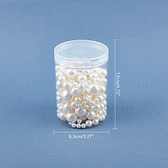 樹脂模造パールビーズ  穴なし/ドリルなし  ラウンド  ホワイト  7.5~25mm  214個/箱&nbsp;RESI-CA0001-07
