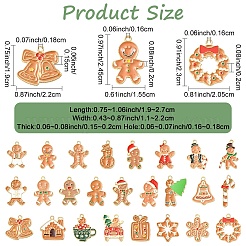 50個 25スタイル クリスマステーマ 合金エナメルペンダント  ライトゴールド  混合図形  19~27x11~22x1.5~2mm  穴：1.6~1.8mm  2個/スタイル&nbsp;ENAM-YW0006-24