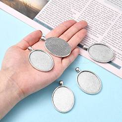 Tibetan Style Oval Alloy Big Pendant Cabochon Settings&nbsp;TIBEP-Q045-051AS-RS