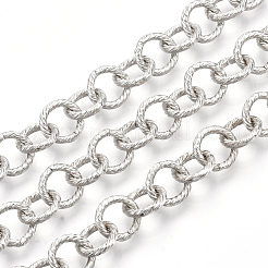 アイアン製ローロチェーン  溶接されていない  スプールで  テクスチャ  プラチナ  リンク：8x1.5mm  約39.37フィート（12m）/ロール&nbsp;CH-S125-013-P