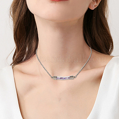 304ステンレススチールペンダントネックレス10個  20個の丸カン付き  10 個のガラス瓶  ステンレス鋼色  18.5インチ〜18.8インチ（47~47.8cm）  2mm  穴：2.5mm&nbsp;NJEW-SC0001-42