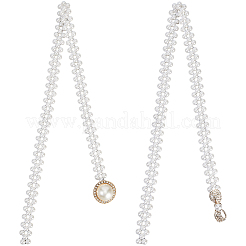 2Pcs 2 Styles Alloy Bowknot Resin Pearl Beaded Chain Belts&nbsp;AJEW-CY0001-82