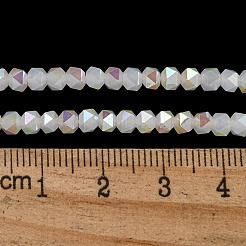 電気メッキガラスビーズセット  パール光沢メッキ  多面カット  スター  ゴーストホワイト  3x4x4mm  穴：1mm  約98個/連  12.60''（32センチメートル）&nbsp;GLAA-Q105-02T
