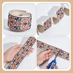 8 Yards 4 Styles Ethnic Style Double-Sided Flower Polyester Ribbon&nbsp;DIY-WR0003-58